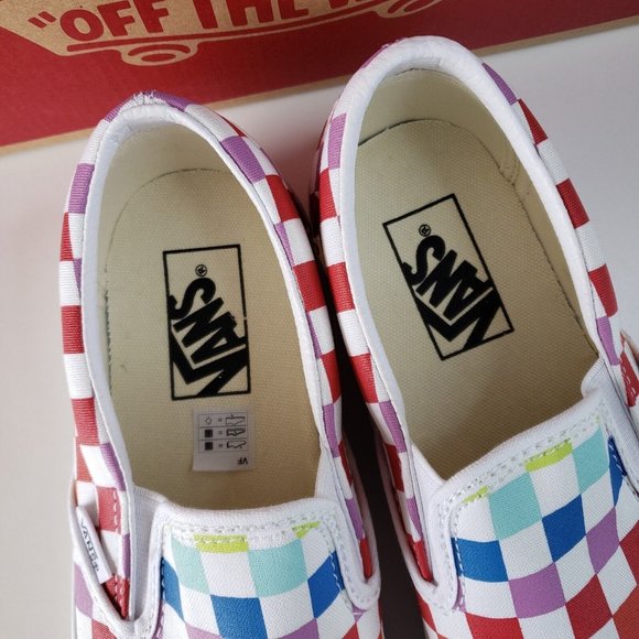 Vans | Shoes | Vans Classic Slipon Checkerboard Rainbow Pride Shoes
